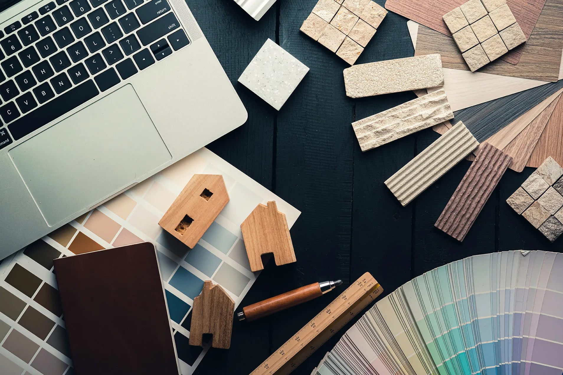 デザインと素材サンプルとMacbook